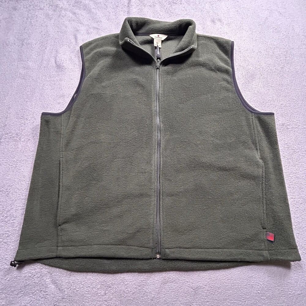 Woolrich Fleece Vest Mens XL Olive Green Full Zip Sleeveless Jacket Outdoors